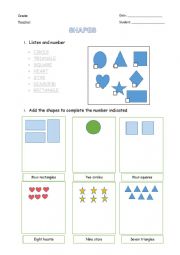 English Worksheet: Shapes worksheet