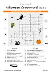 Halloween crossword worksheets