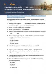 English worksheet: Colonisation Clickview