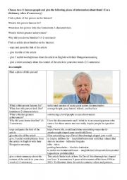 English Worksheet: Famous person card