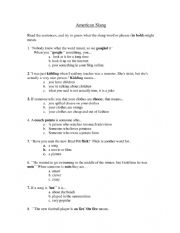 English Worksheet: American slang