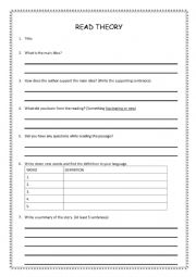 English Worksheet: Read Theory (response journal)