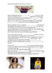 English Worksheet: Beyonce Biography