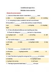 English Worksheet: Conditionals type 0 & 1 MCQ activity