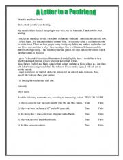 English Worksheet: penfriend