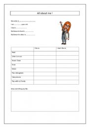 English Worksheet: All about me! Information about me.