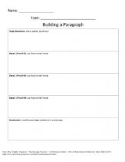 English Worksheet: Paragraph Graphic Organizer