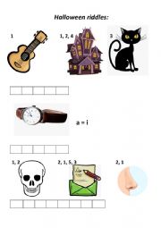 English Worksheet: Halloween Riddles