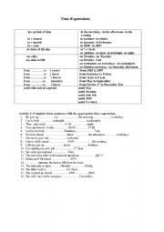 English Worksheet: Time Expressions 