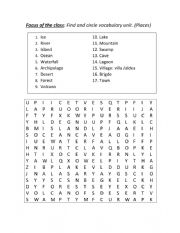 English Worksheet: Puzzle about places