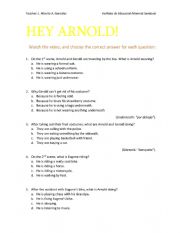 English Worksheet: HeyArnold! 3 Scenes / Present Continuous