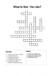 English Worksheet: Crossword Personality