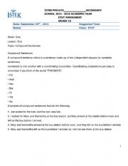 English Worksheet: Grade 7 Grammar