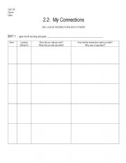 English Worksheet: Day Log of Interactions