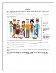 English Worksheet: My family is...