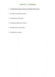 English Worksheet: 2nd conditional