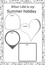English Worksheet: What I did in my summer holiday