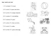 English Worksheet: Toys and colours