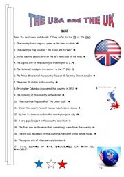 English Worksheet: The USA vs the UK