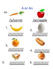 English Worksheet: A or An