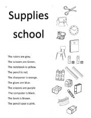 English Worksheet: Supplies school