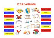 English Worksheet: At the playground worksheet + answer key