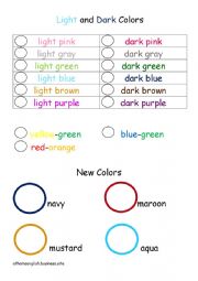 English Worksheet: Practicing light and dark colors