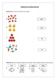 English Worksheet: Numbers and colors activity