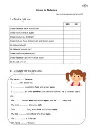 English Worksheet: Family and physical description