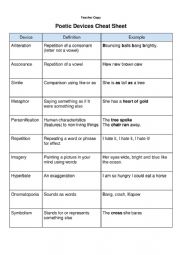 English Worksheet: Poetic Devices