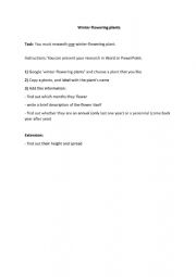 English Worksheet: Worksheet - winter flowers