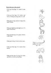 English Worksheet: Animal and Description 