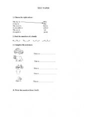 English Worksheet: Initial Evaluation