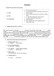 English Worksheet: articles