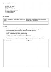 English Worksheet: WH Questions 01 - Introduction