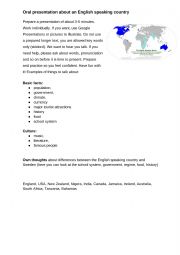 English Worksheet: Presentation about an English speaking country