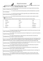 English Worksheet: Musical Instruments