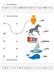 English Worksheet: Practice letters Q R S T U 