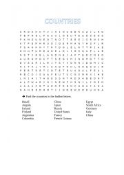 English Worksheet: Countries crossword