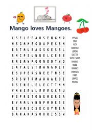 Mango loves mangoes word search 