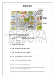 English Worksheet: DIRECTIONS ENGLISH