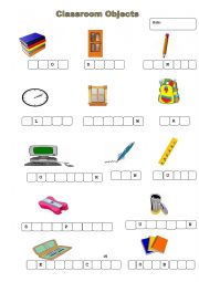 English Worksheet: Classroom objects