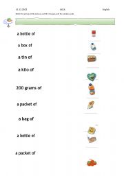 English Worksheet: quantities and containers 