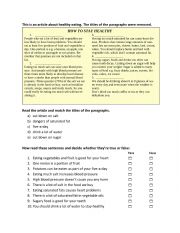 English Worksheet: Eating Healthy