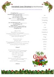 English Worksheet: Everybody Loves Christmas by Chord Overstreet (Christmas charol)