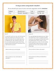 English Worksheet: giving advice Using Should or shouldn�t