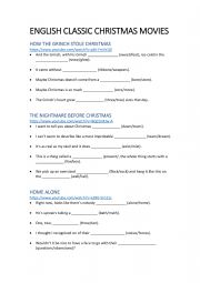 English Worksheet: Christmas classic movies fill in the gaps