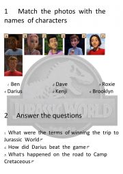 English Worksheet: Jurassic World Camp Cretacious Episode 1 Season 1