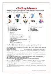 Clothes idioms - ESL worksheet by tomsmom