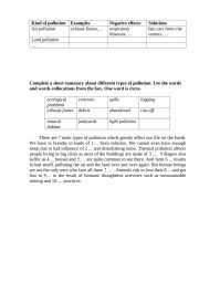 English Worksheet: Kind of pollution